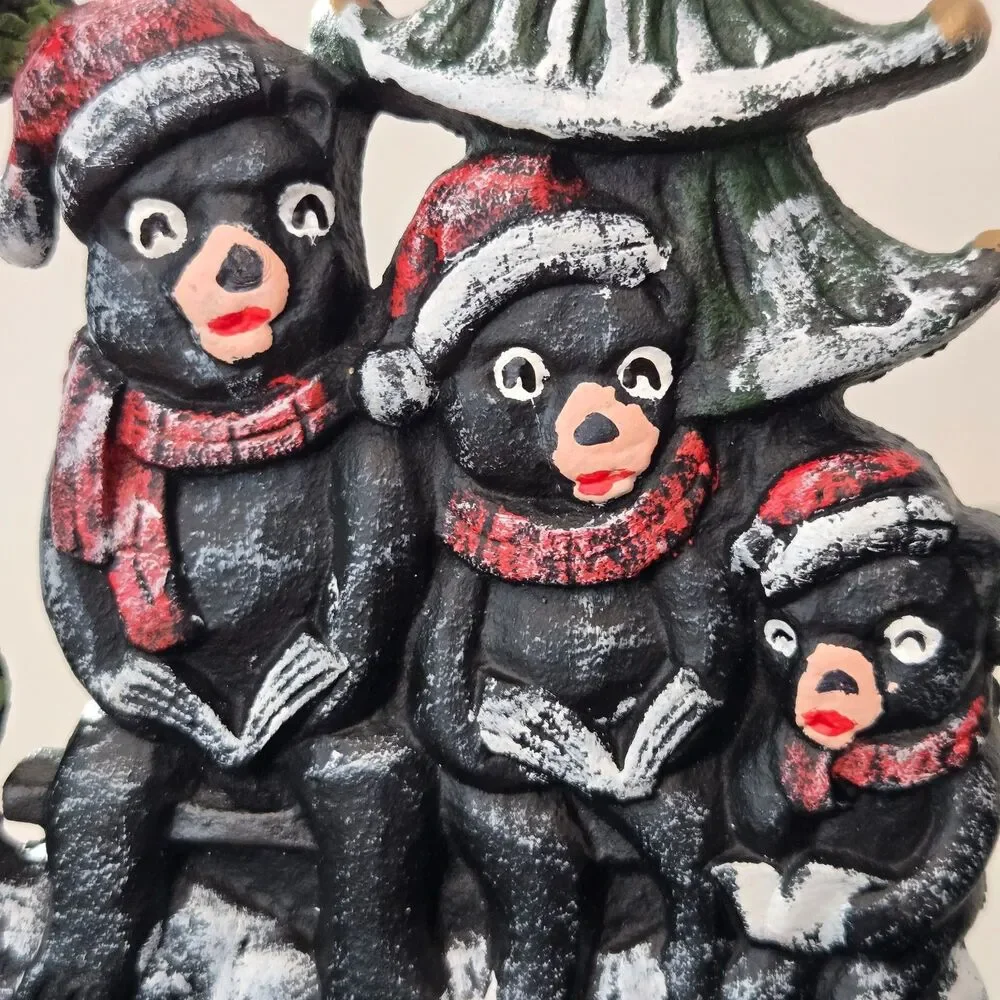 Set 3 Lulu Decor Black Cast Iron Christmas Stocking Holders 2019 Bear Trees Deer